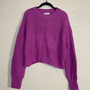 Jessica Simpson Magenta Cropped Knit Sweater NWT Size L
